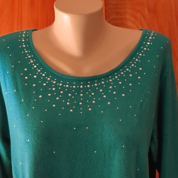 Laura Scott Green Acrylic Holiday Sweater XL - Picture 2 of 7